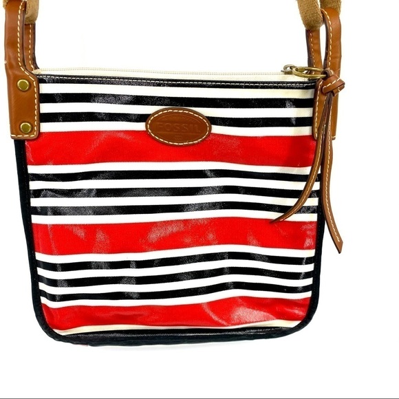 Fossil striped coated canvas crossbody bag - Picture 1 of 11